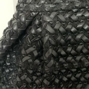 gilbert Textured Weave Faux Leather Mini Skirt Pleated 28.5” Waist